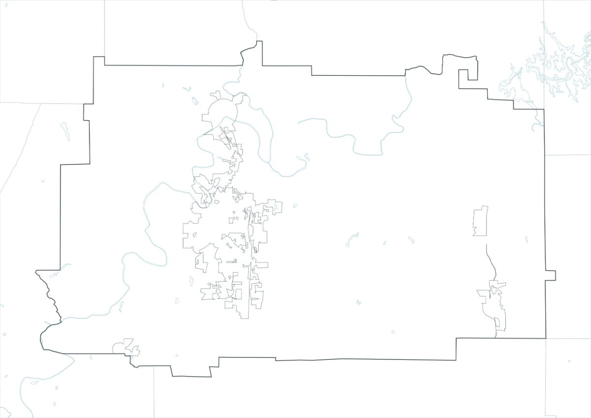 Gordon County outline map with boundary lines and no color fills