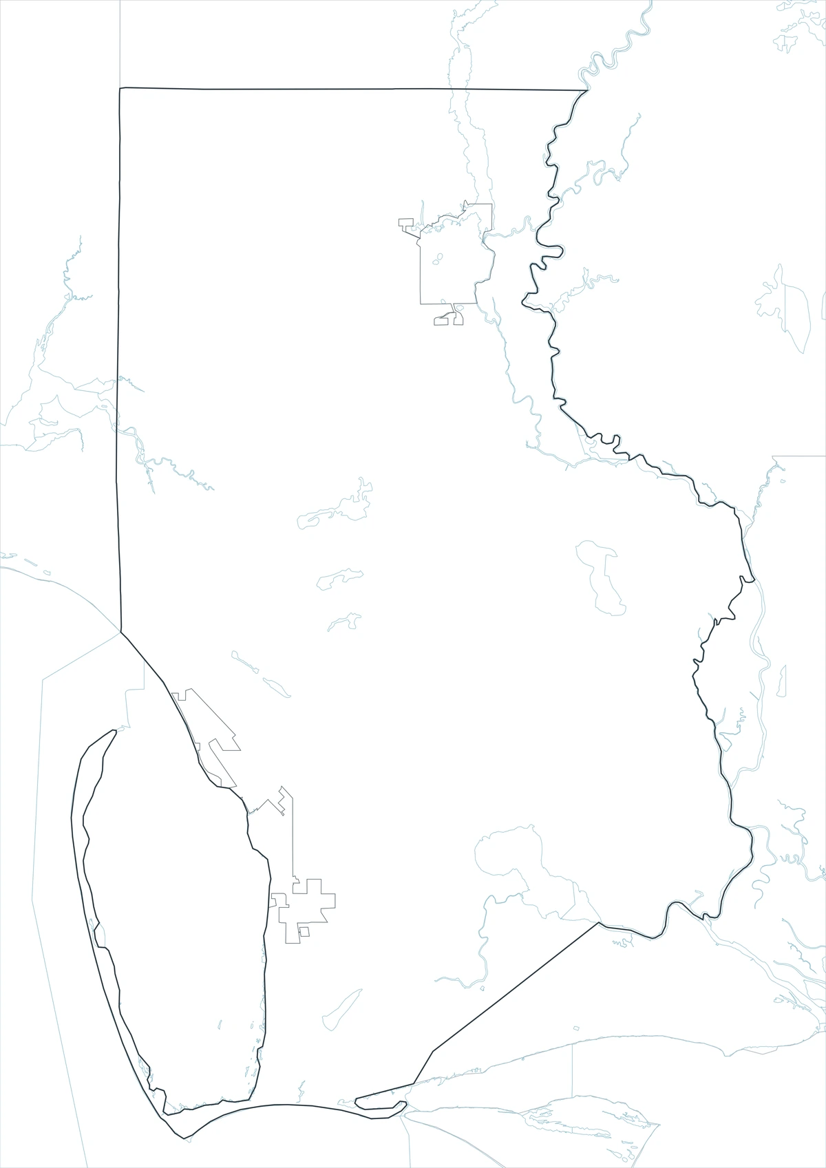 Blank outline map of Gulf County Florida