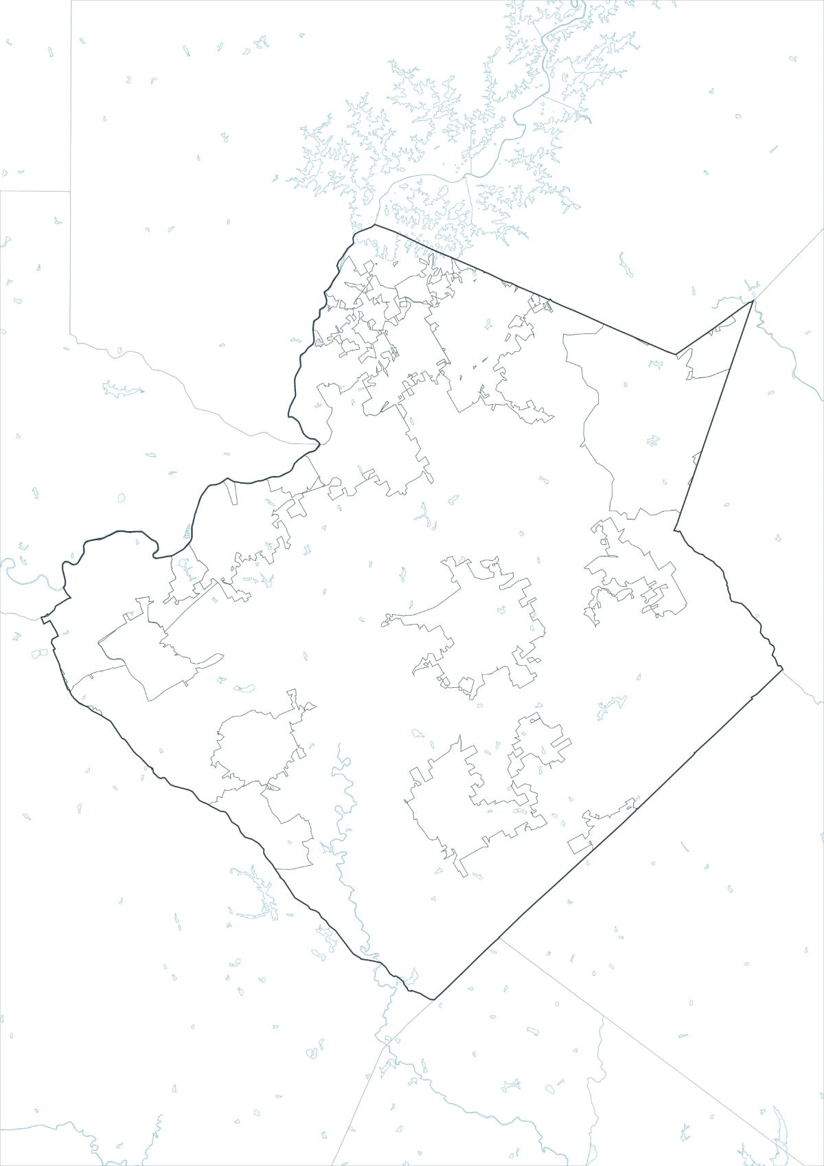 Gwinnett County outline map with boundary lines and no color fills