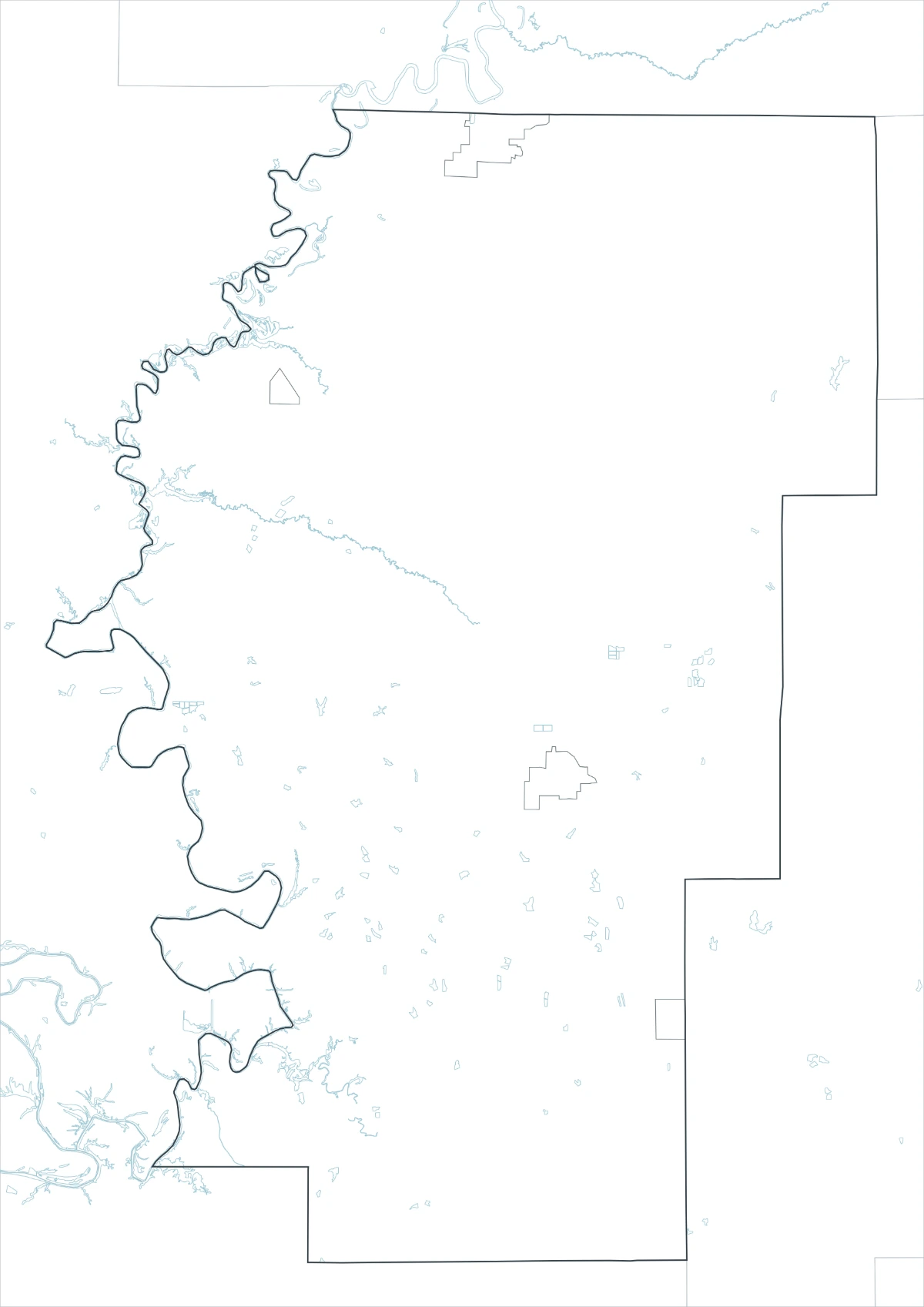 Hale County outline map with county and internal boundary lines