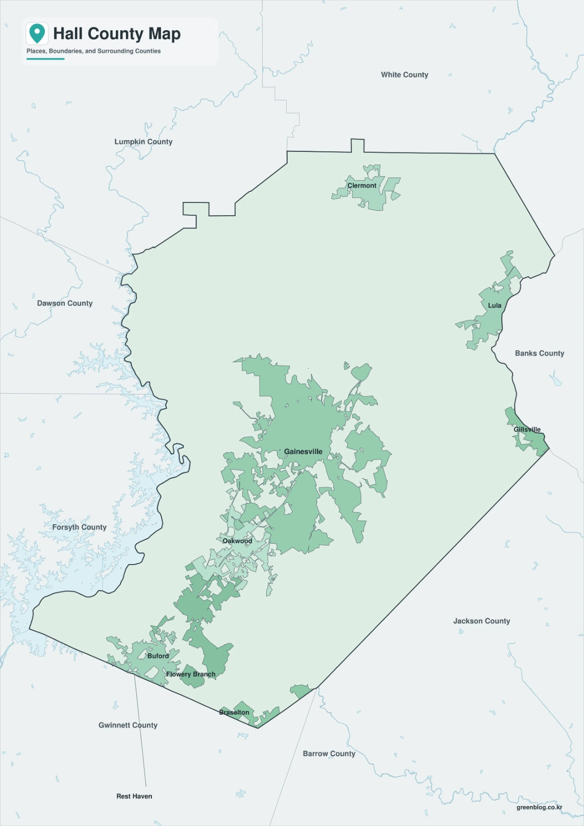 Hall County Georgia map preview with color, black and white, and outline versions