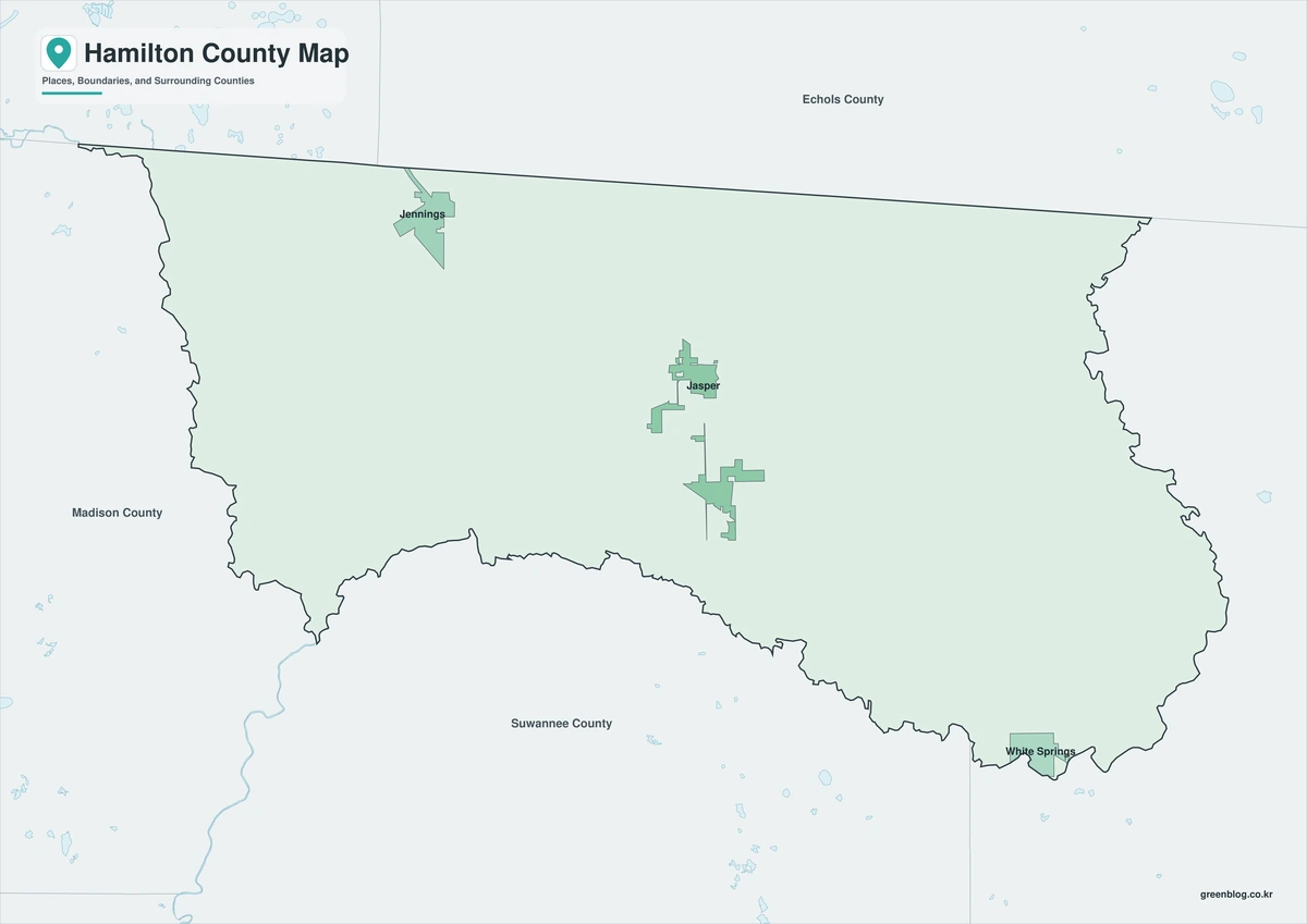 Hamilton County Florida map with color black-and-white and outline versions
