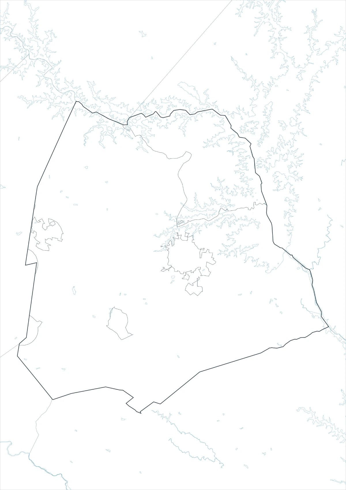 Hart County outline map with boundary lines and no color fills