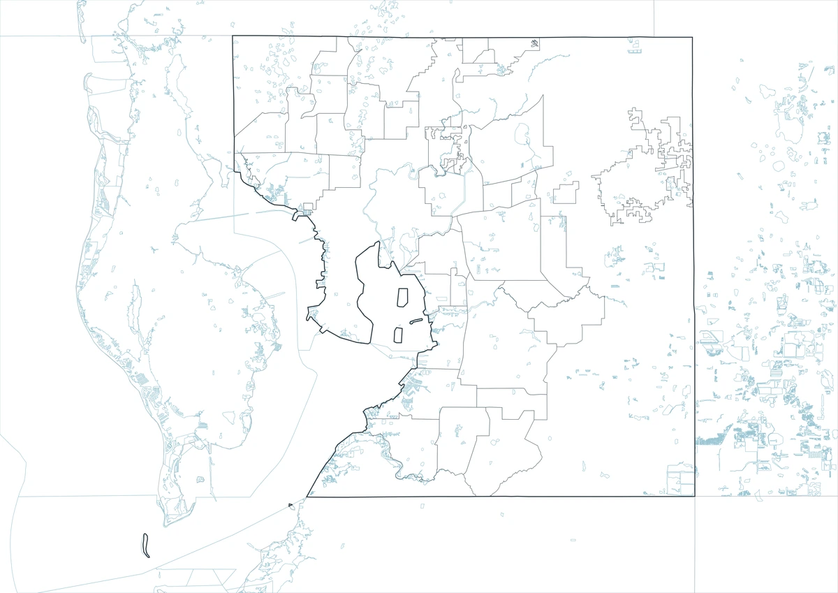 Blank outline map of Hillsborough County Florida