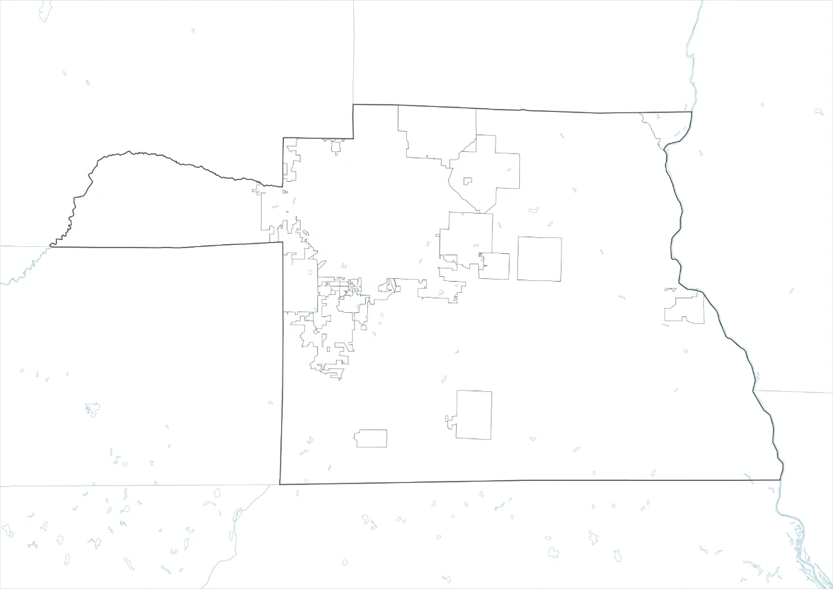 Unlabeled Houston County outline with internal boundary lines