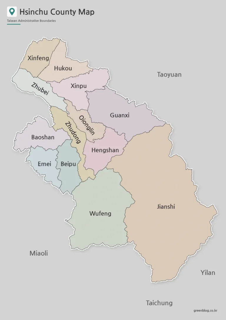 신주현 지도 – 대만 Hsinchu County 행정구역 고화질 다운로드