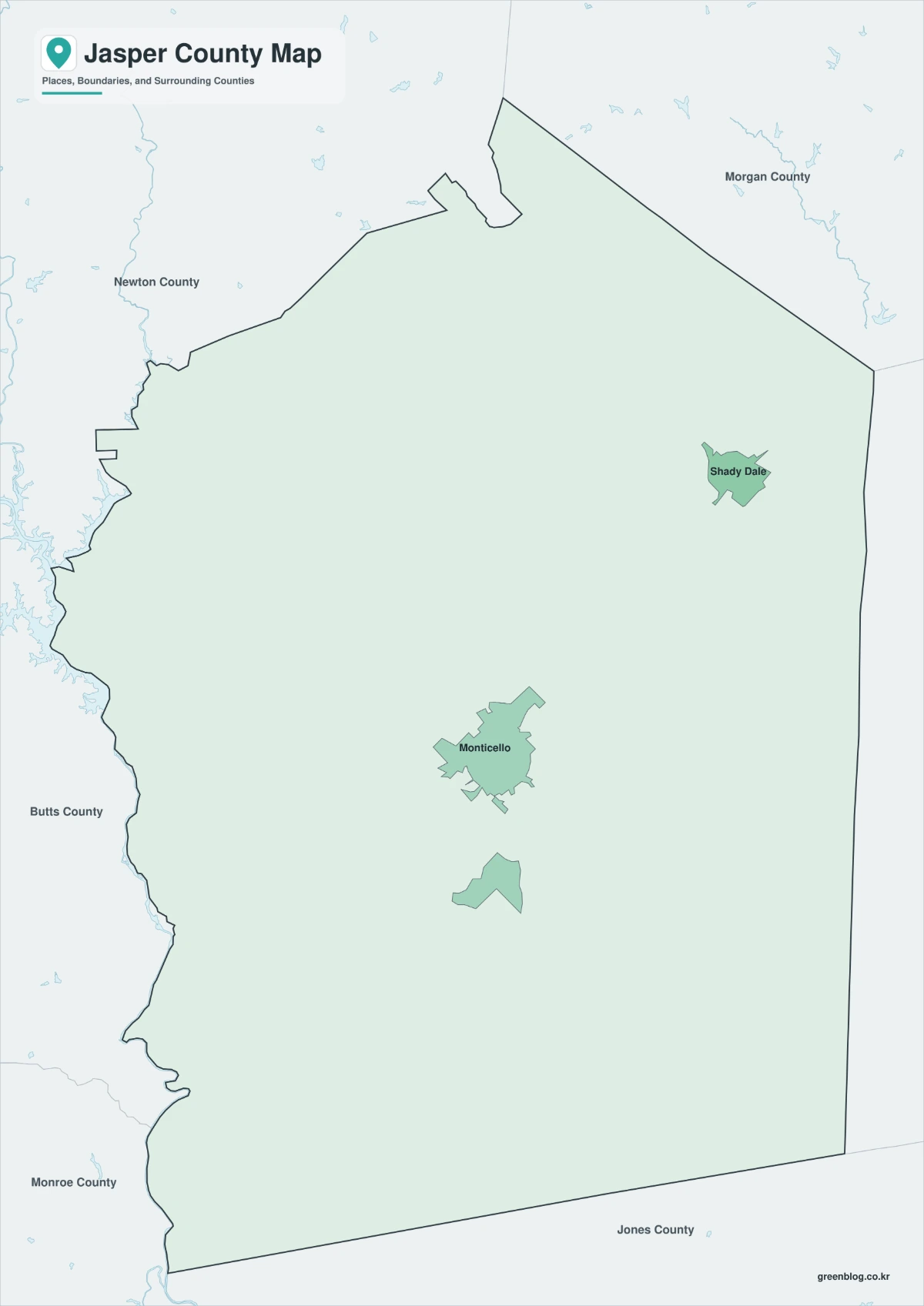 Jasper County Georgia map preview with color, black and white, and outline versions