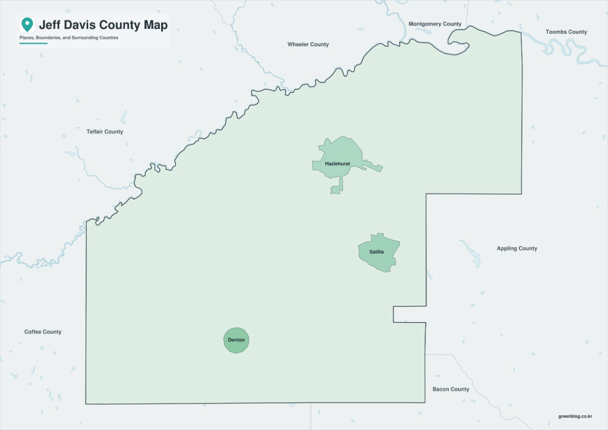 Jeff Davis County Georgia map preview with color, black and white, and outline versions