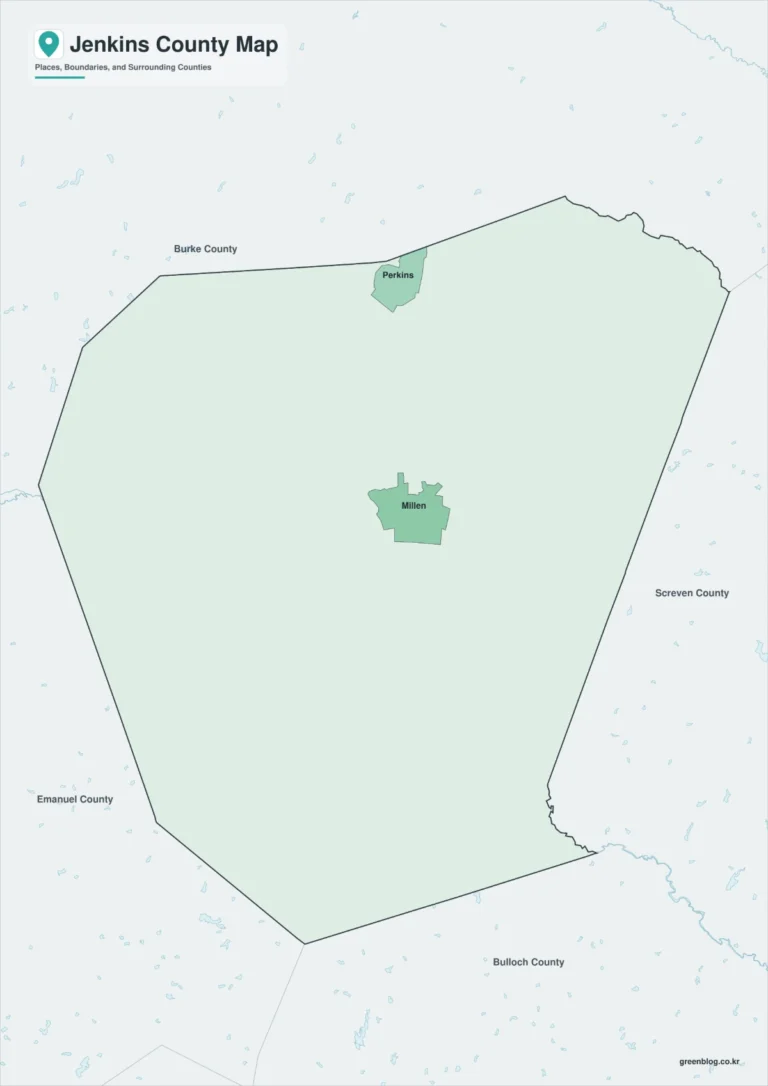 조지아주 젠킨스 카운티 지도(Jenkins County)｜밀렌과 매그놀리아스프링스