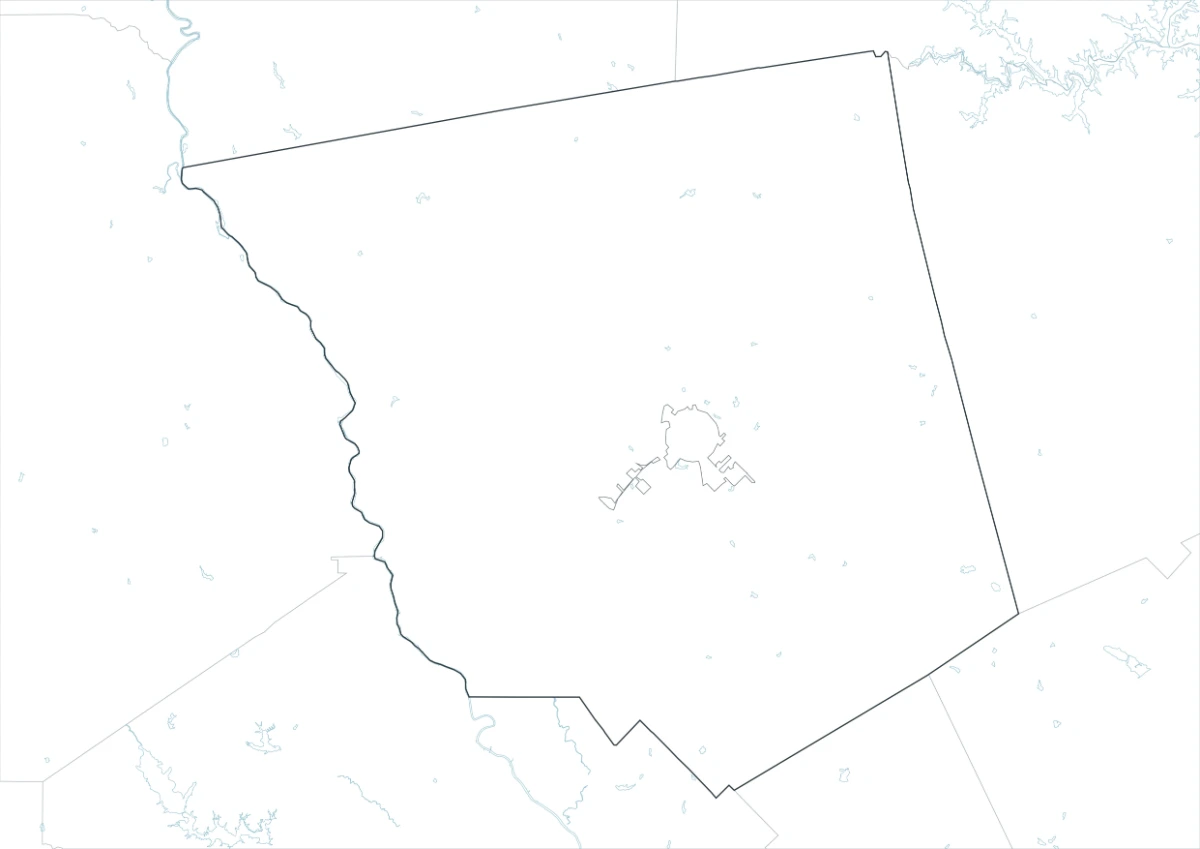 Jones County outline map with boundary lines and no color fills