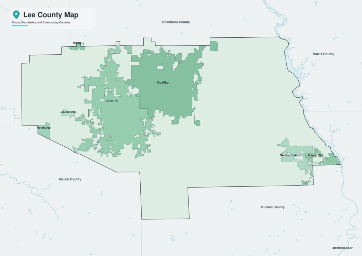 Lee County map featuring color, black-and-white, and outline versions