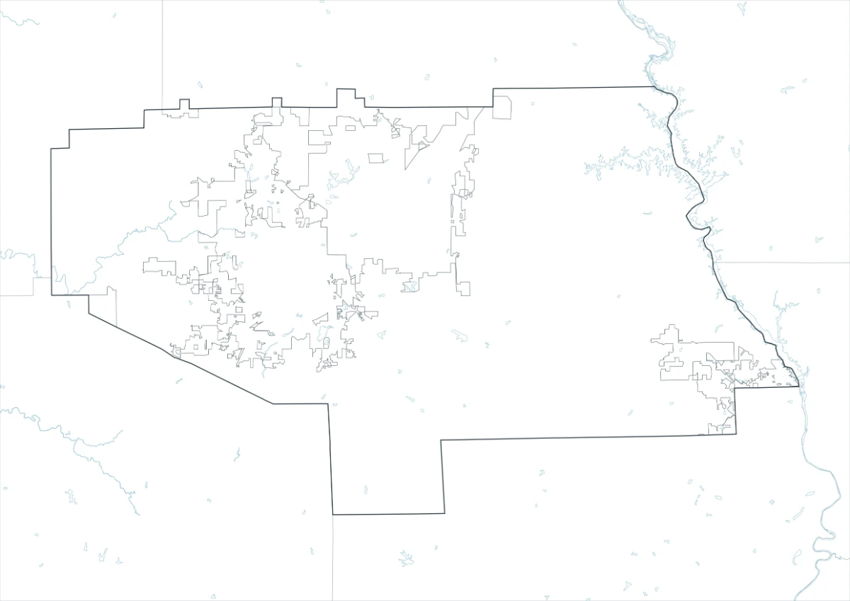 Lee County map outline version with simplified county and internal boundary lines