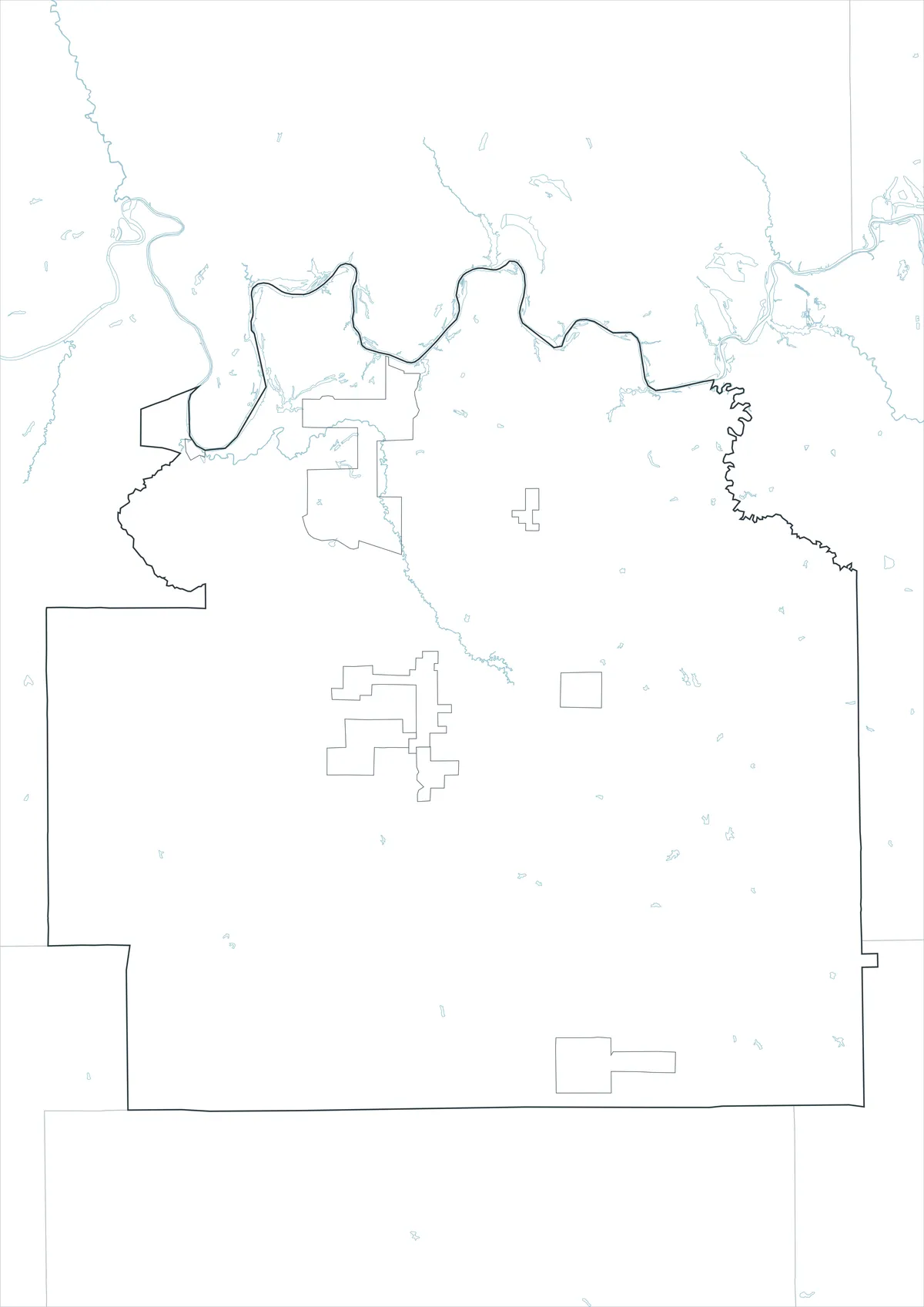 Lowndes County Map outline version without labels or color fills