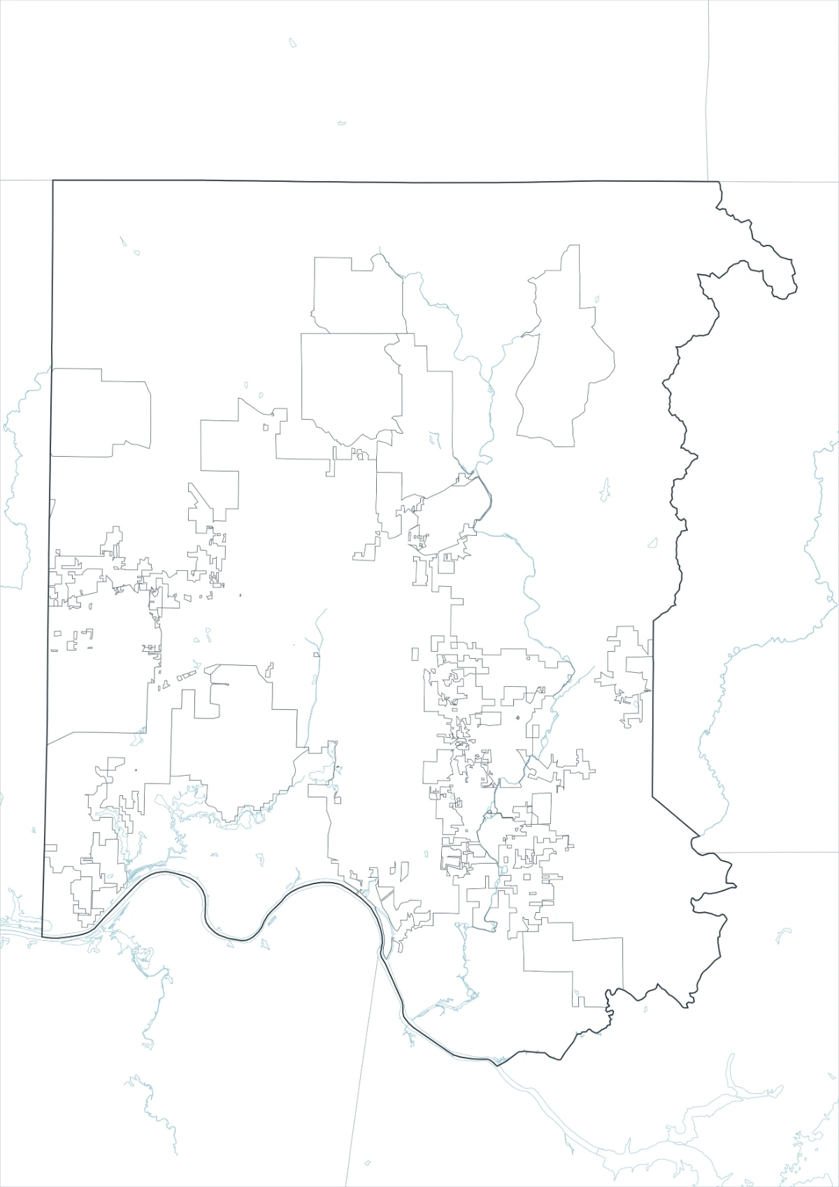 Outline Madison County map for custom labels and regional markings