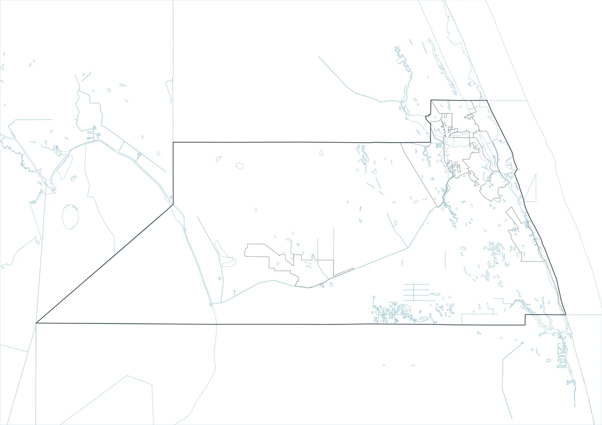 Blank outline map of Martin County Florida
