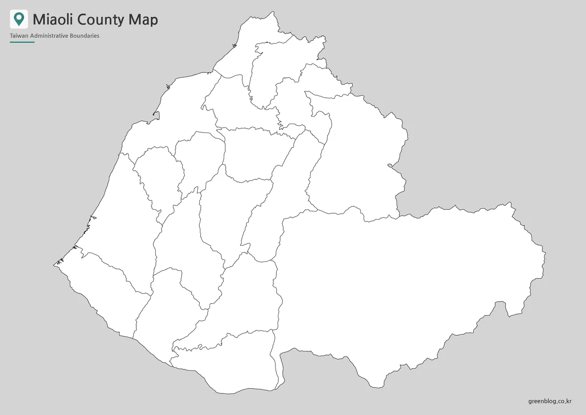 Miaoli County outline map for editing and classroom activities