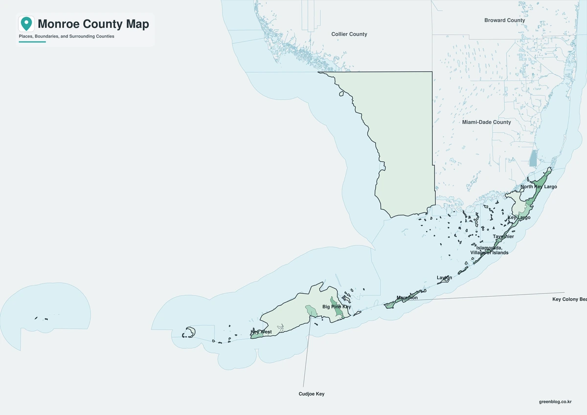 Monroe County Florida map with color black-and-white and outline versions