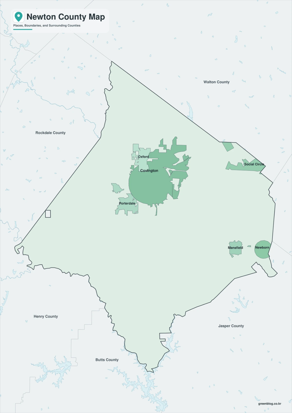 Newton County Georgia map in color black and white and outline versions