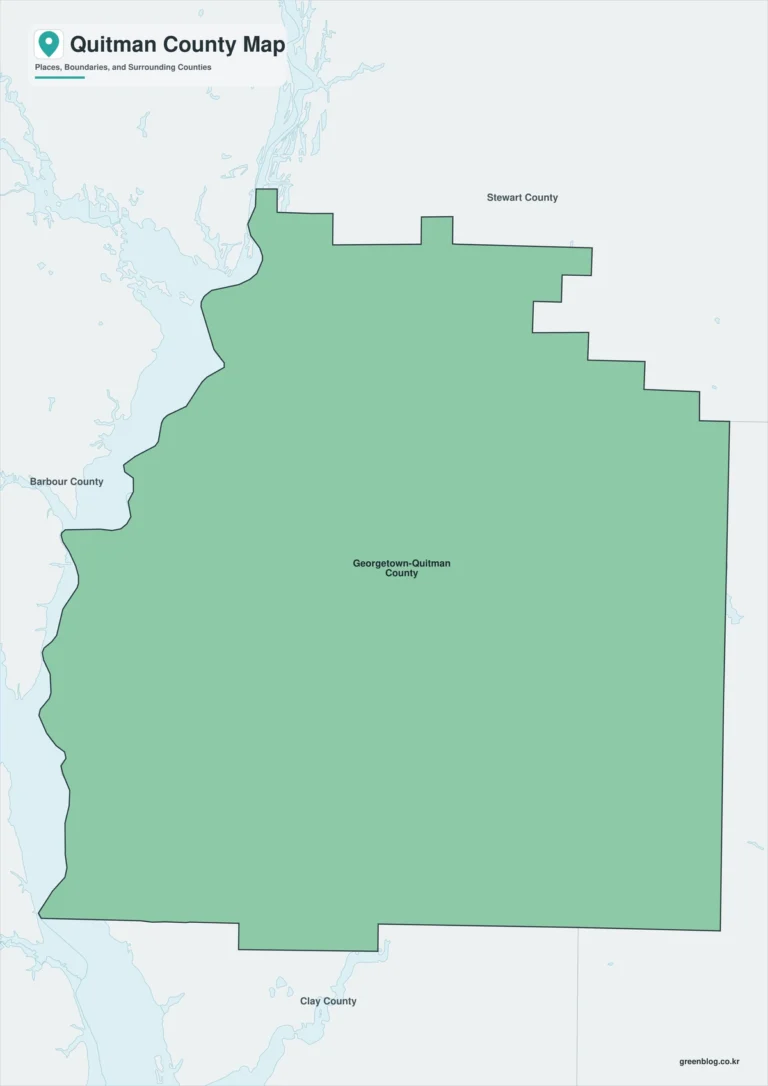 조지아주 퀴트먼 카운티 지도(Quitman County)｜조지타운과 레이크월터 F. 조지