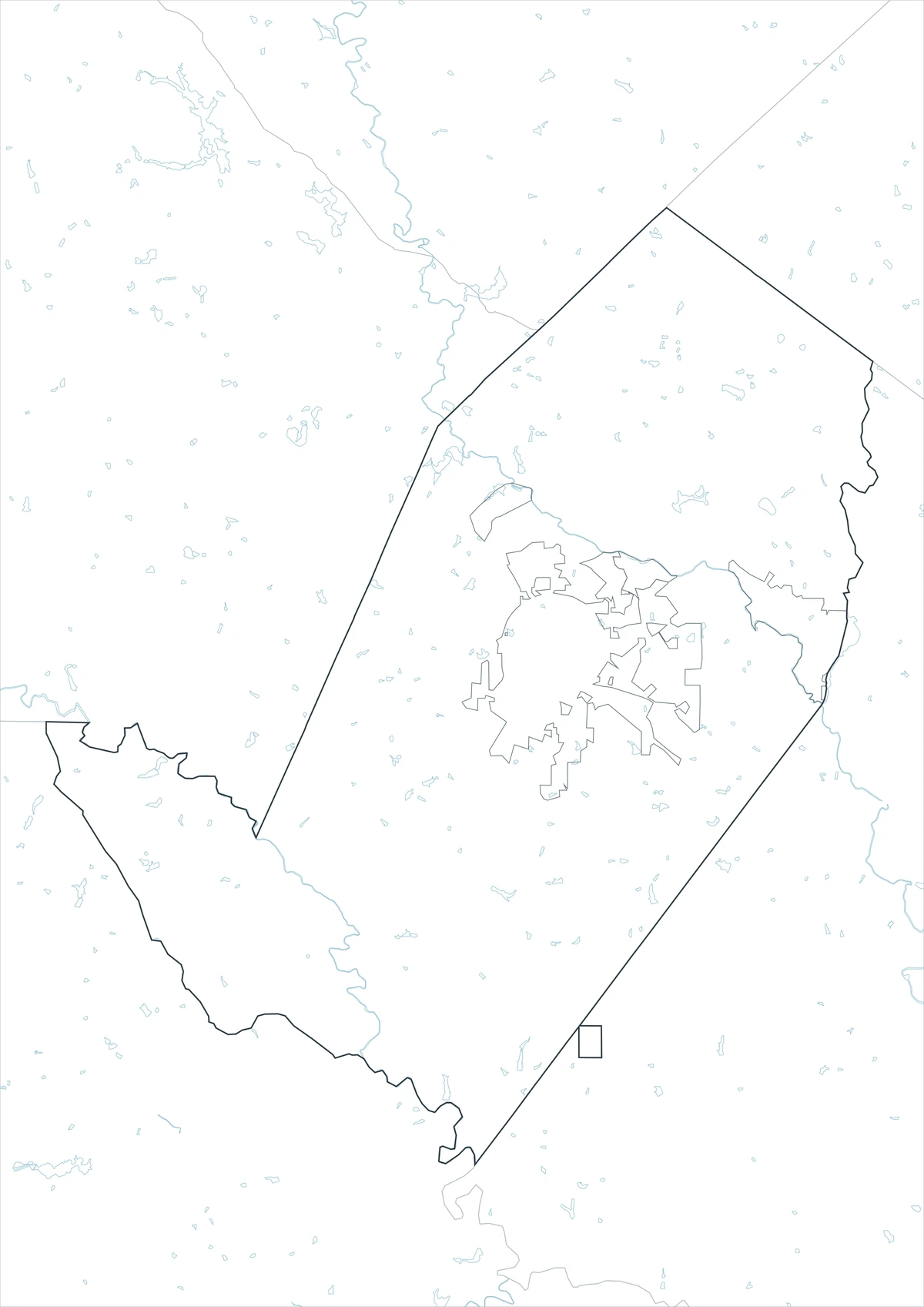 Rockdale County outline map with boundary lines and no labels
