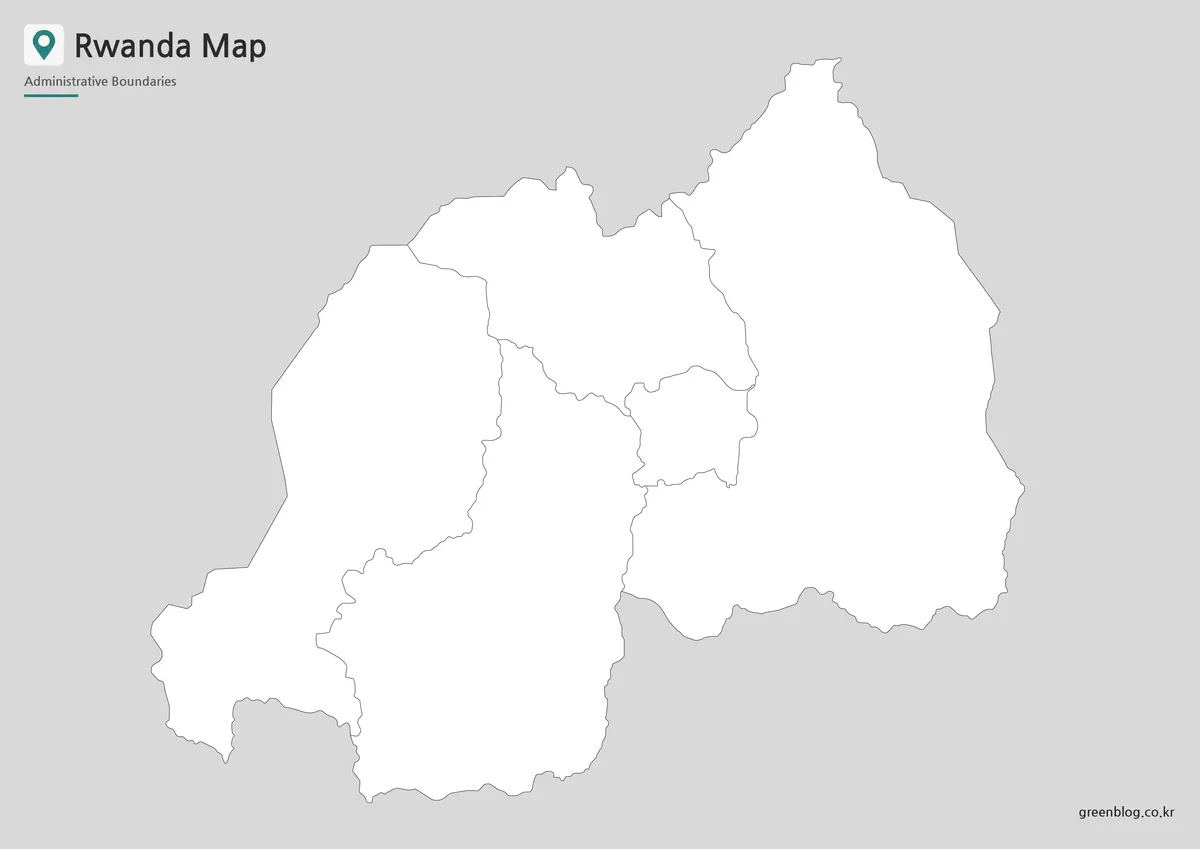 Rwanda Map outline version with boundary lines for editing and infographic projects