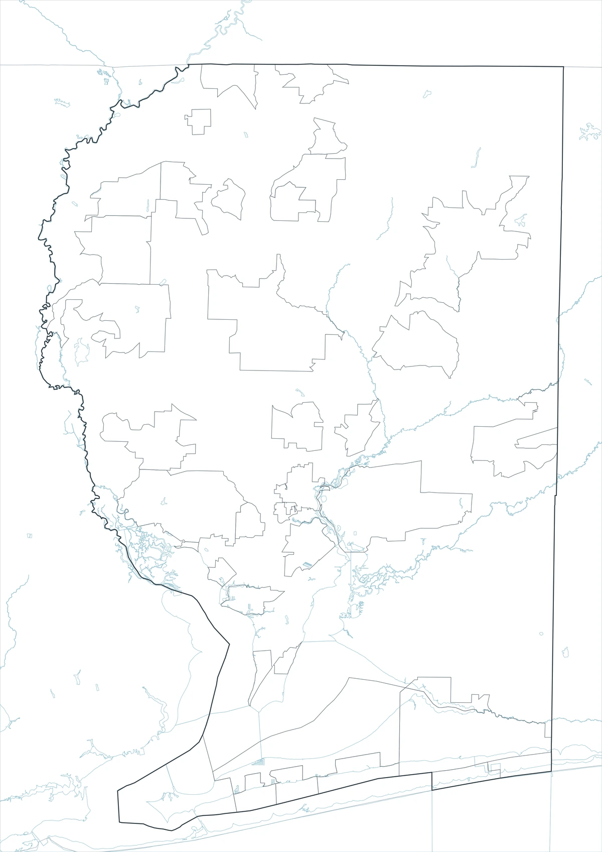 Blank outline map of Santa Rosa County Florida