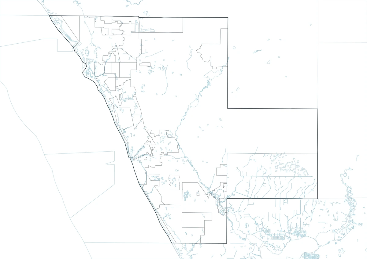 Blank outline map of Sarasota County Florida
