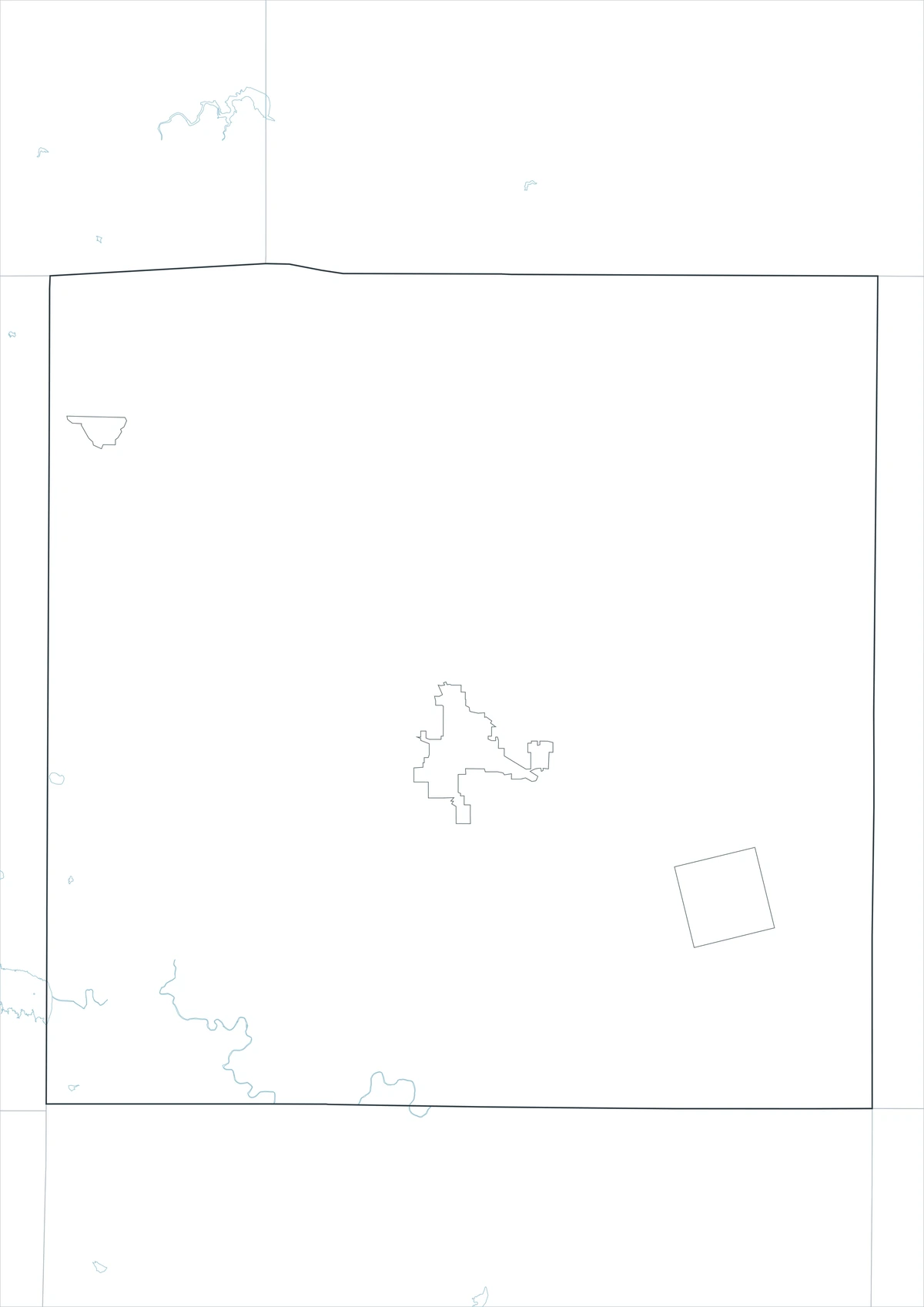 Outline map of Scurry County and adjacent county boundaries