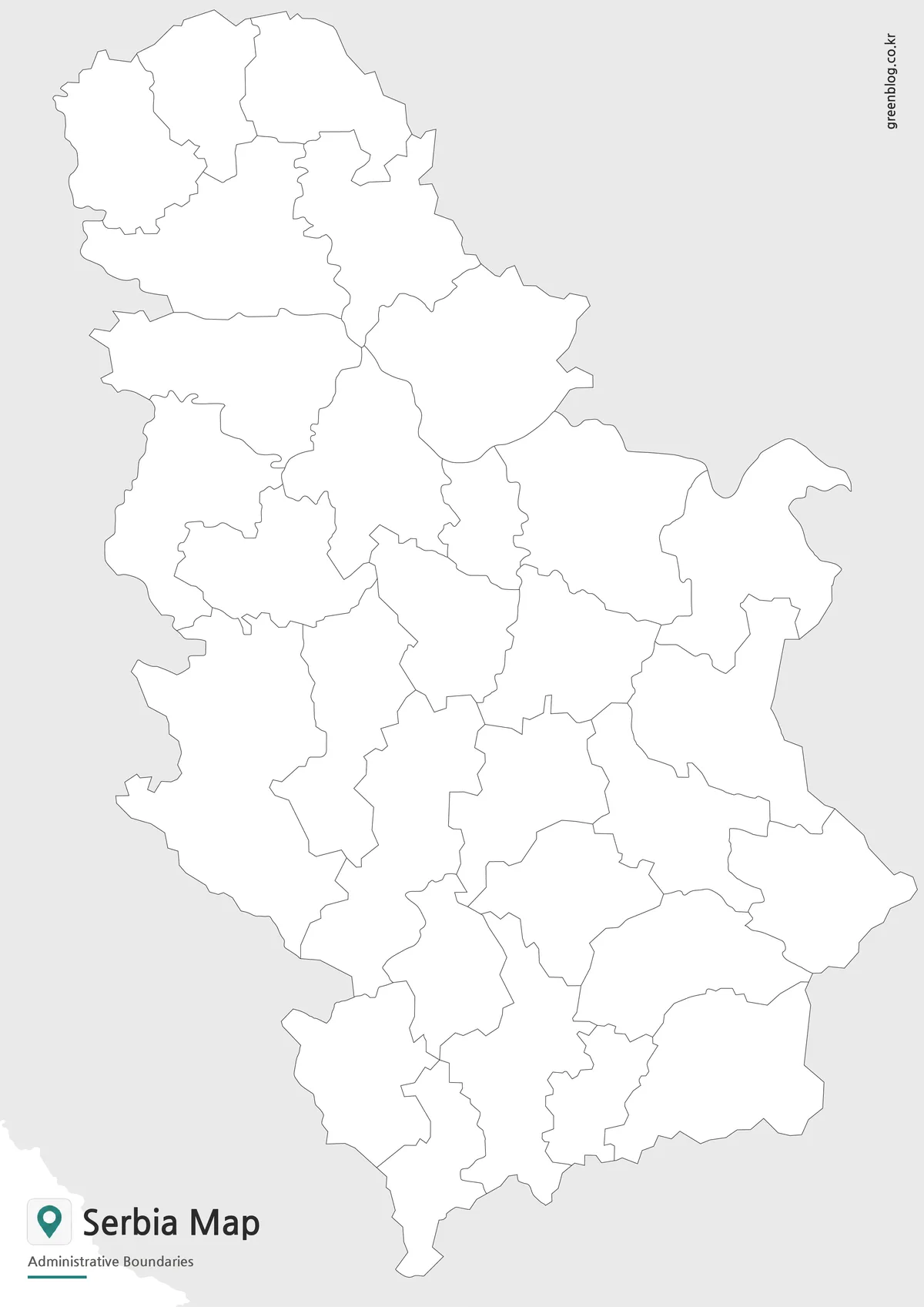 Serbia Map outline version with boundary lines for editing and infographic projects