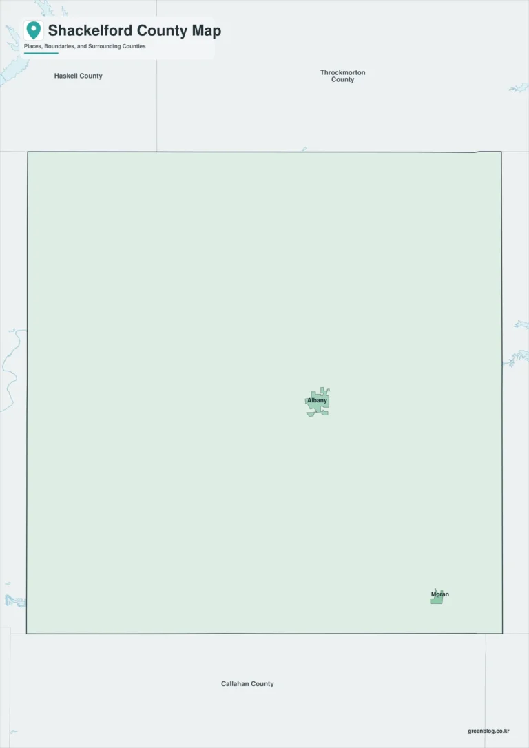텍사스주 섀클퍼드 카운티 지도(Shackelford County)｜올버니·모란과 포트그리핀