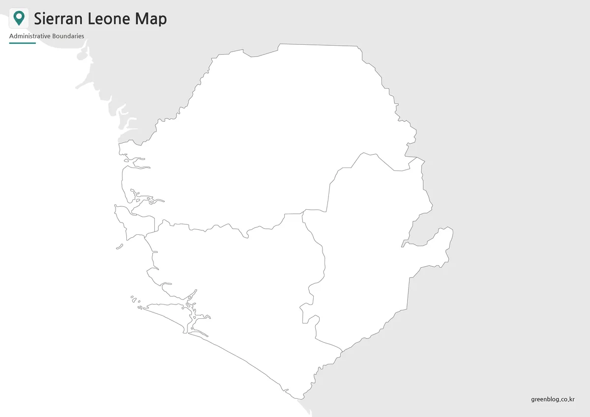 Sierra Leone Map outline version with boundary lines for editing and infographic projects