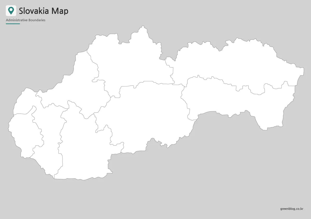Slovakia Map outline version with boundary lines for editing and infographic projects