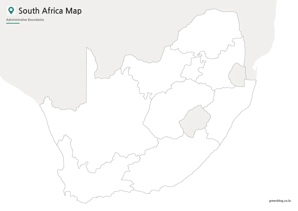 South Africa Map outline version with boundary lines for editing and infographic projects
