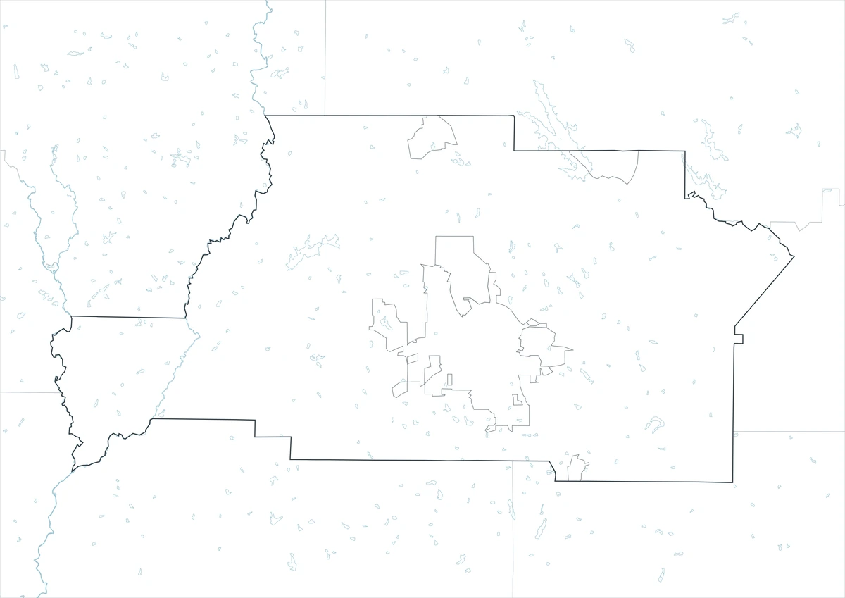 Spalding County outline map with boundary lines and no labels