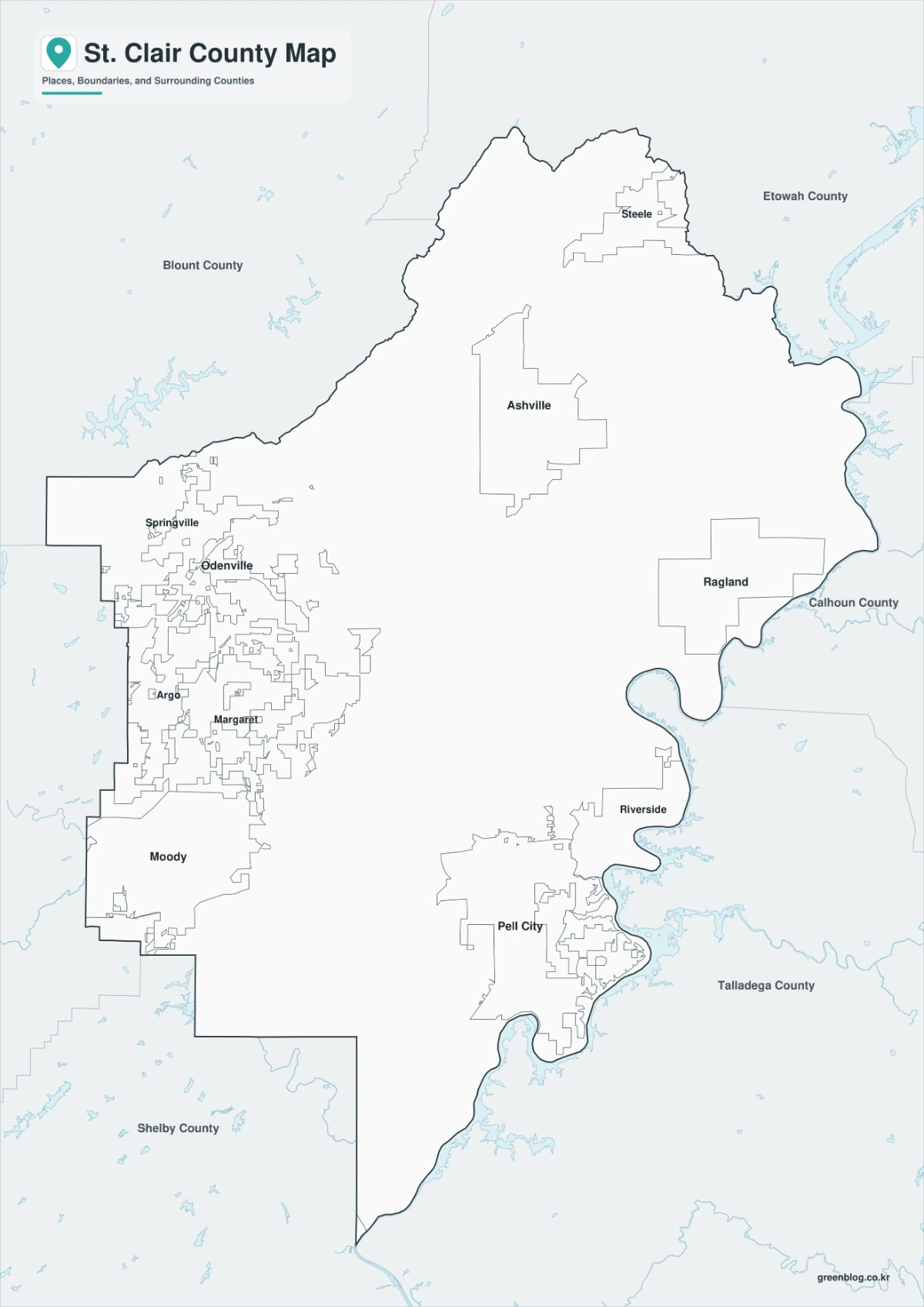 St. Clair County black and white map