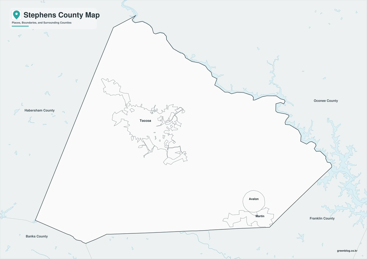 Black and white Stephens County map with selected local labels