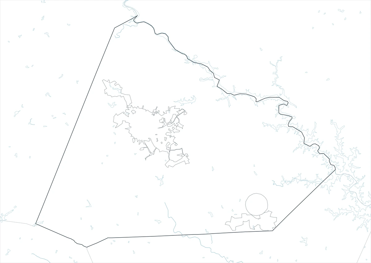 Stephens County outline map with boundary lines and no labels