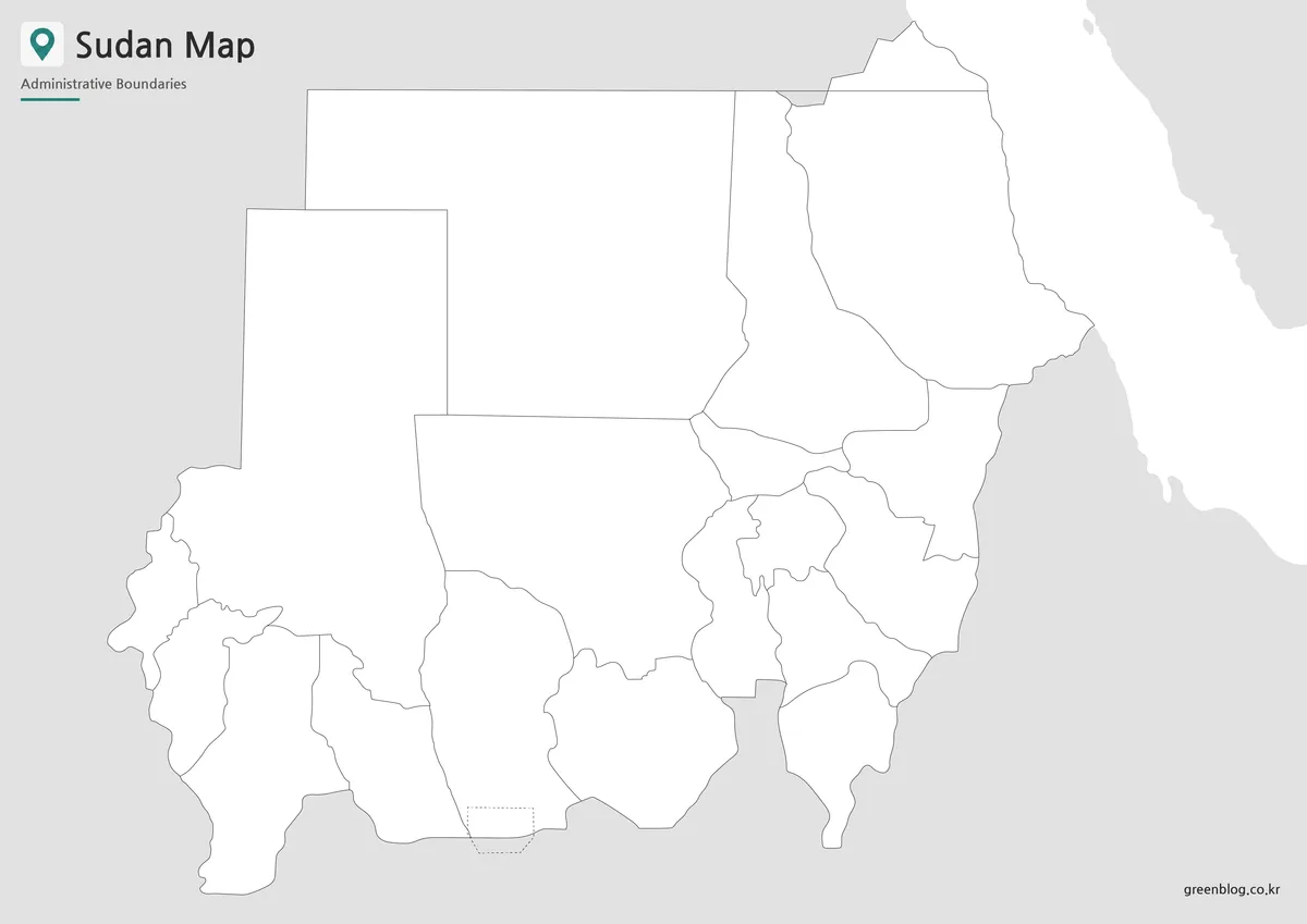 Sudan outline map with blank state boundaries for editing and infographic projects