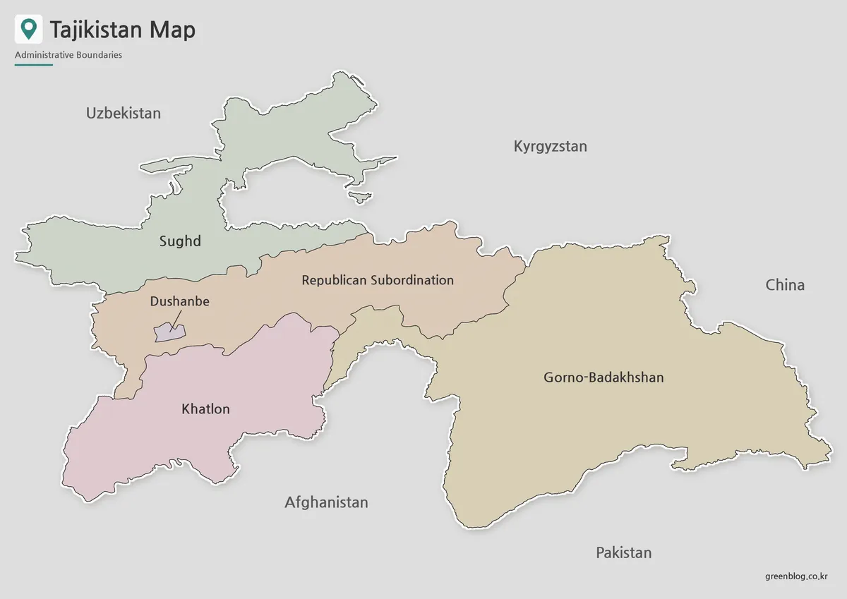 Tajikistan map collection with printable color, black and white, and outline versions
