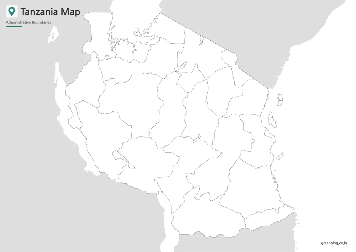 Tanzania outline map for editing, classroom activities, and infographic design