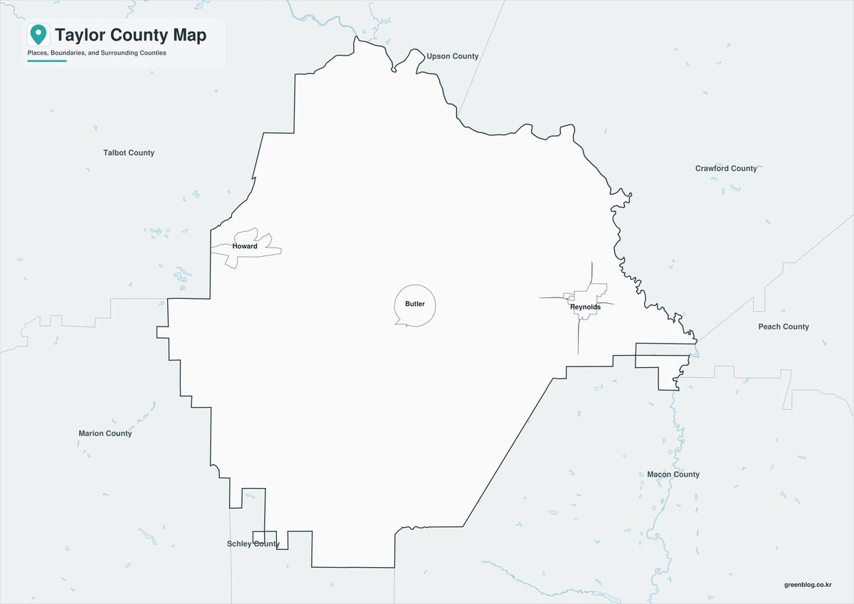 Black and white Taylor County map with labels