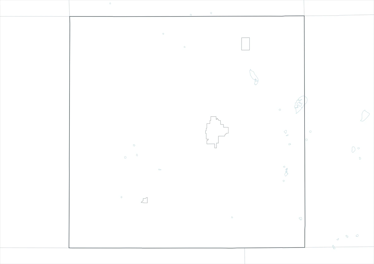 테리 카운티와 인접 카운티 경계만 남긴 윤곽선 지도