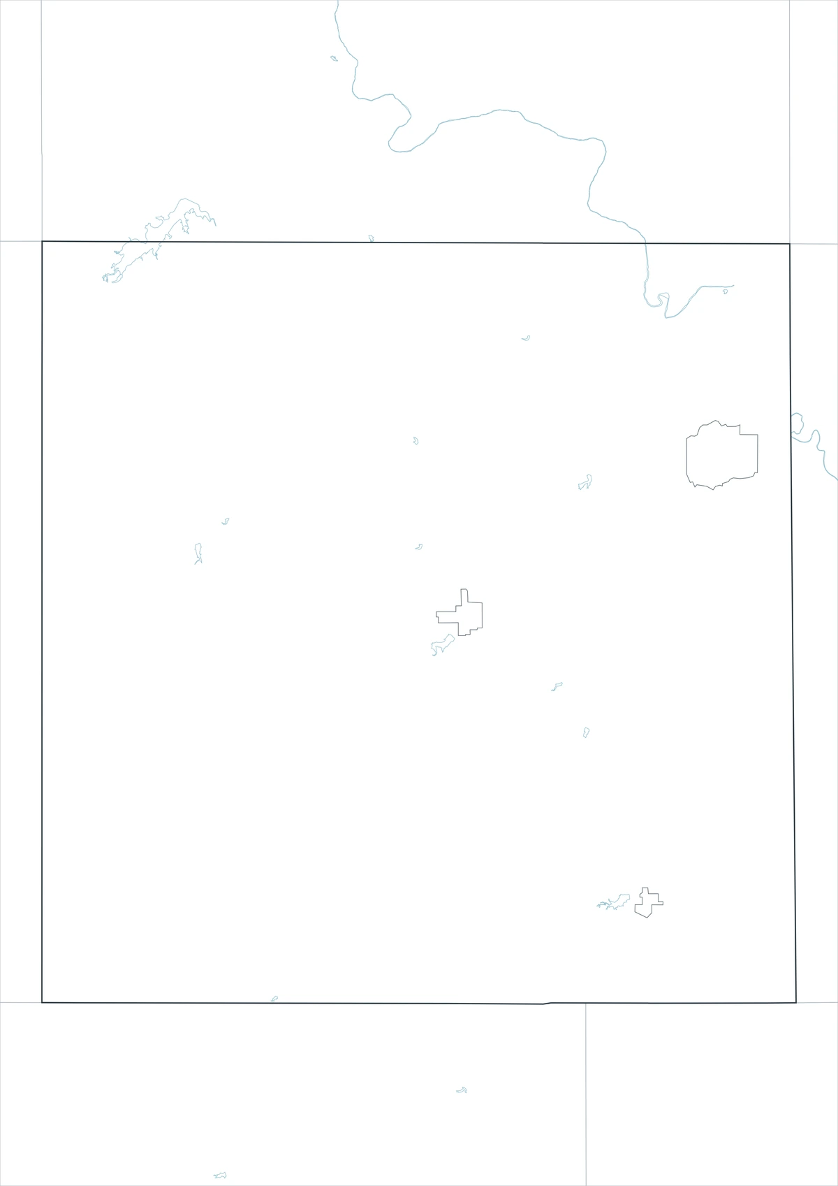 Unlabeled outline map of Throckmorton County and adjacent counties