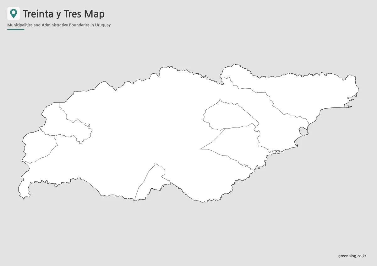 Blank outline map of Treinta y Tres Department for classroom and infographic editing