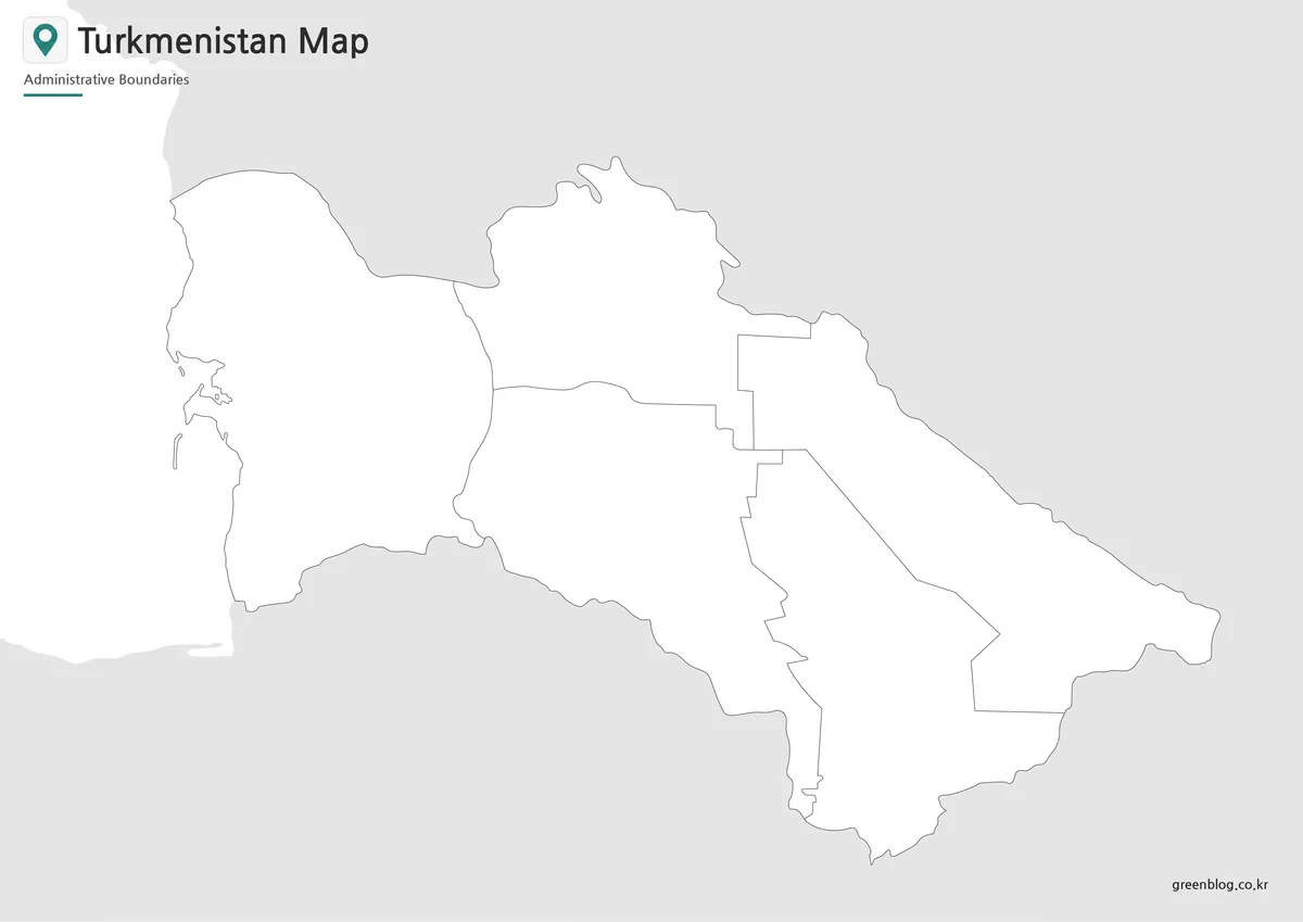 Turkmenistan outline map for editing, classroom activities, and infographic design