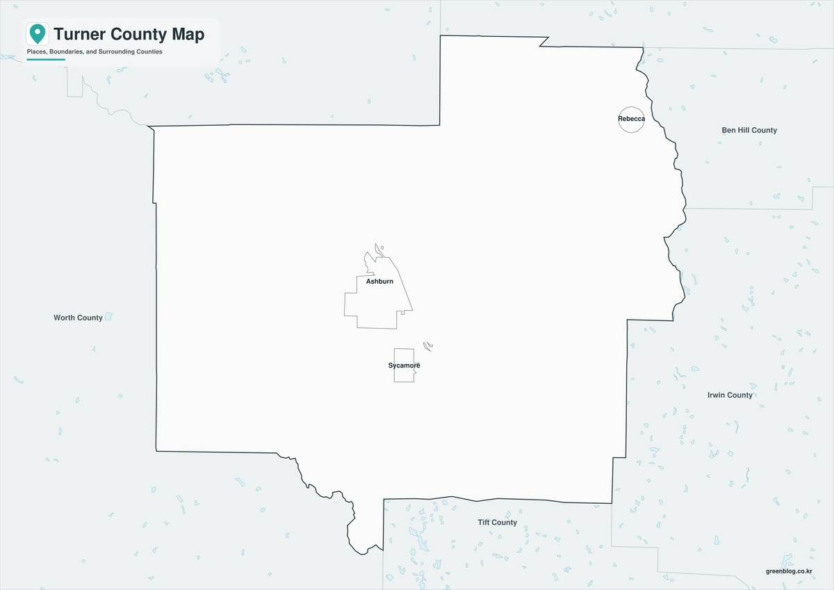 Black and white Turner County map with labels