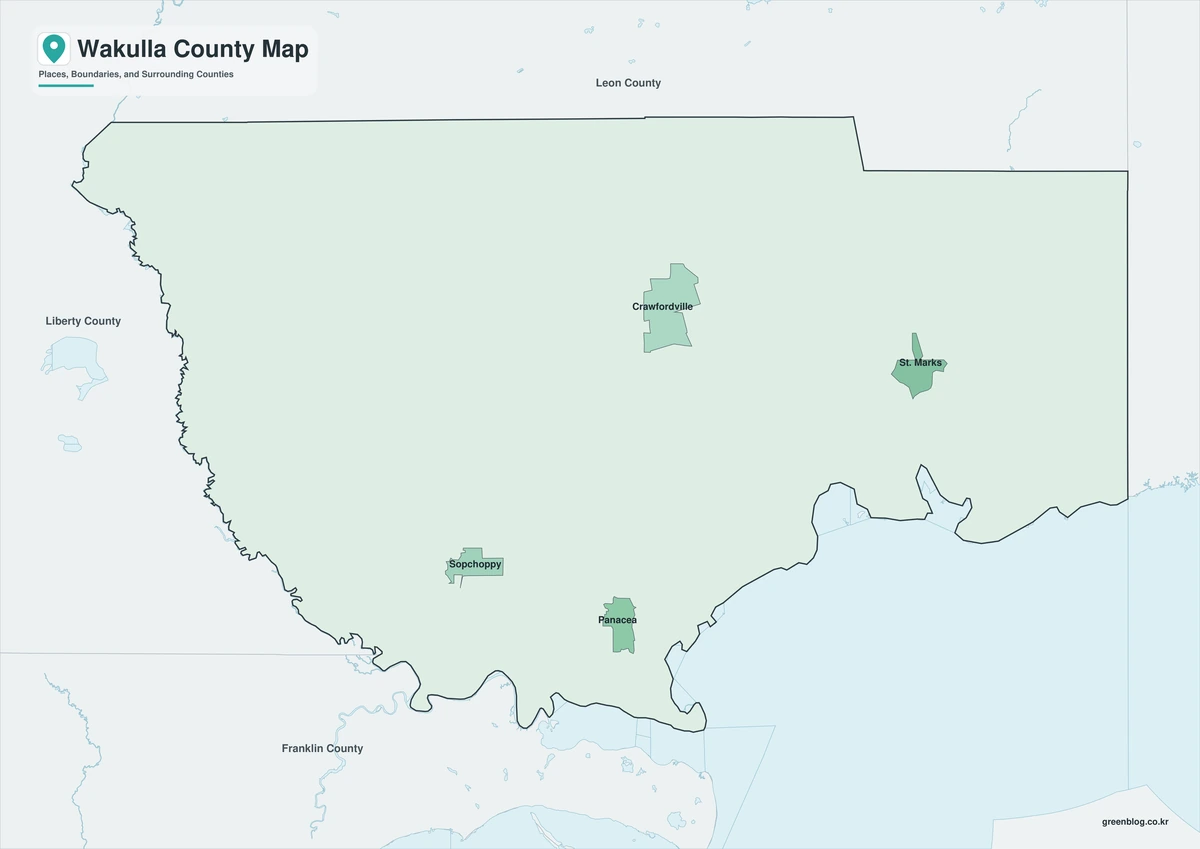 Wakulla County Florida map with color black-and-white and outline versions