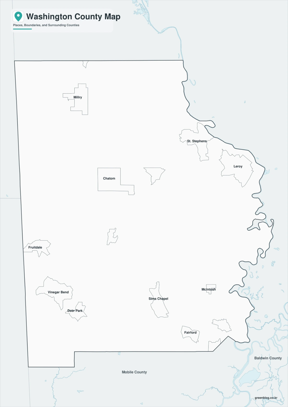 Washington County black and white map