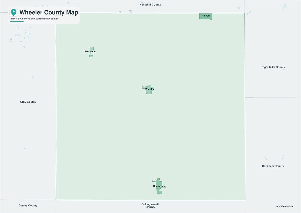 Wheeler County Texas map with color black-and-white and outline versions