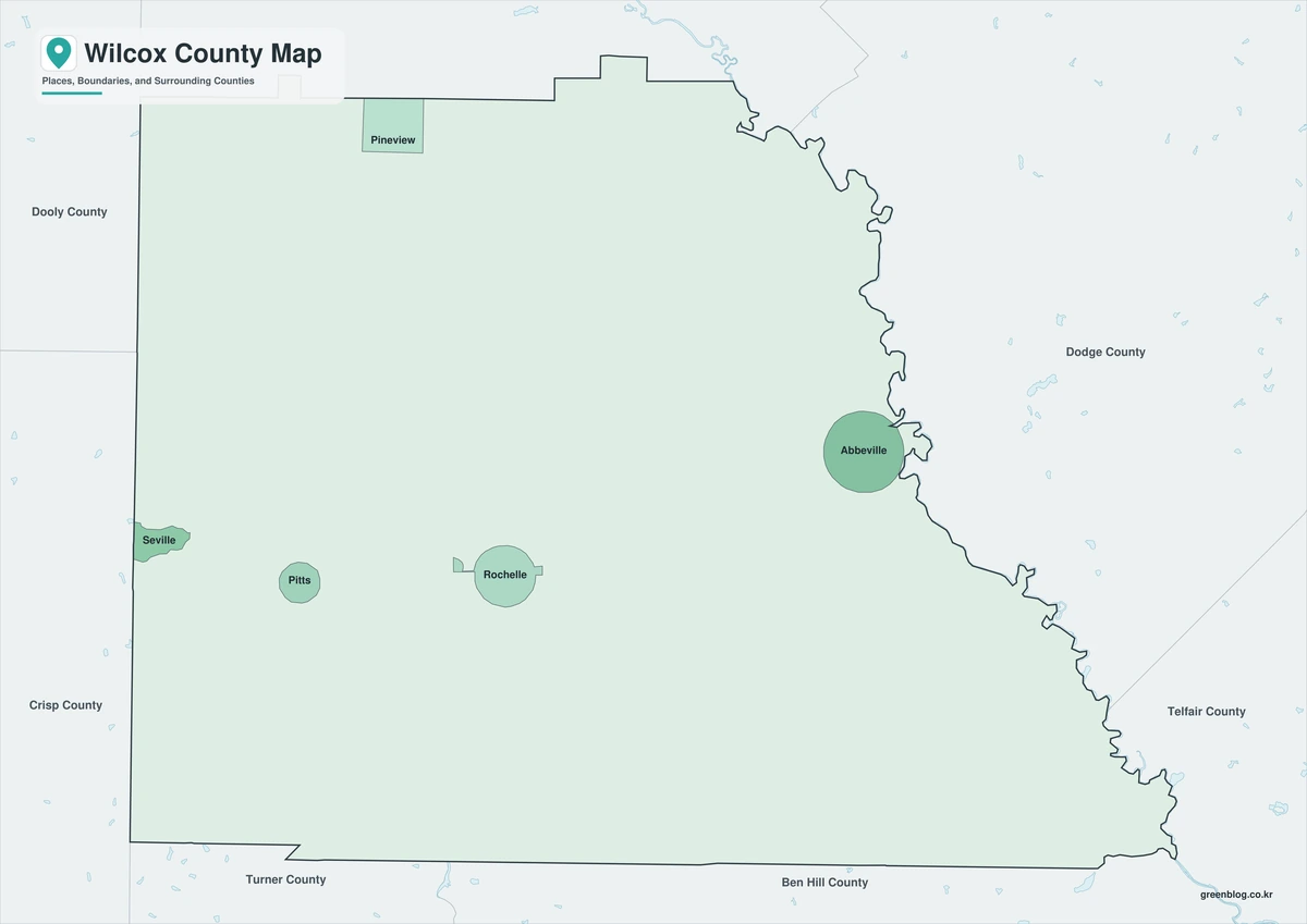 Wilcox County Georgia map with color black-and-white and outline versions